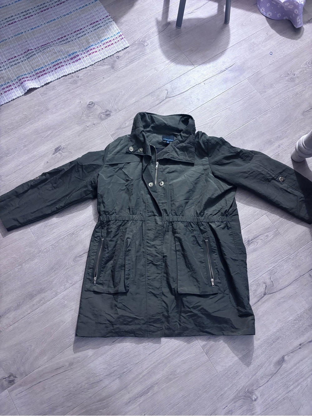 Cynthia Rowley Olive Green Raincoat with Drawstring Waist
